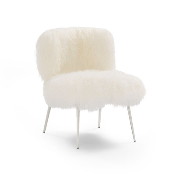 FIFI TIBETAN WOOL CHAIR, TIBETAN FUR - WHITE, hi-res