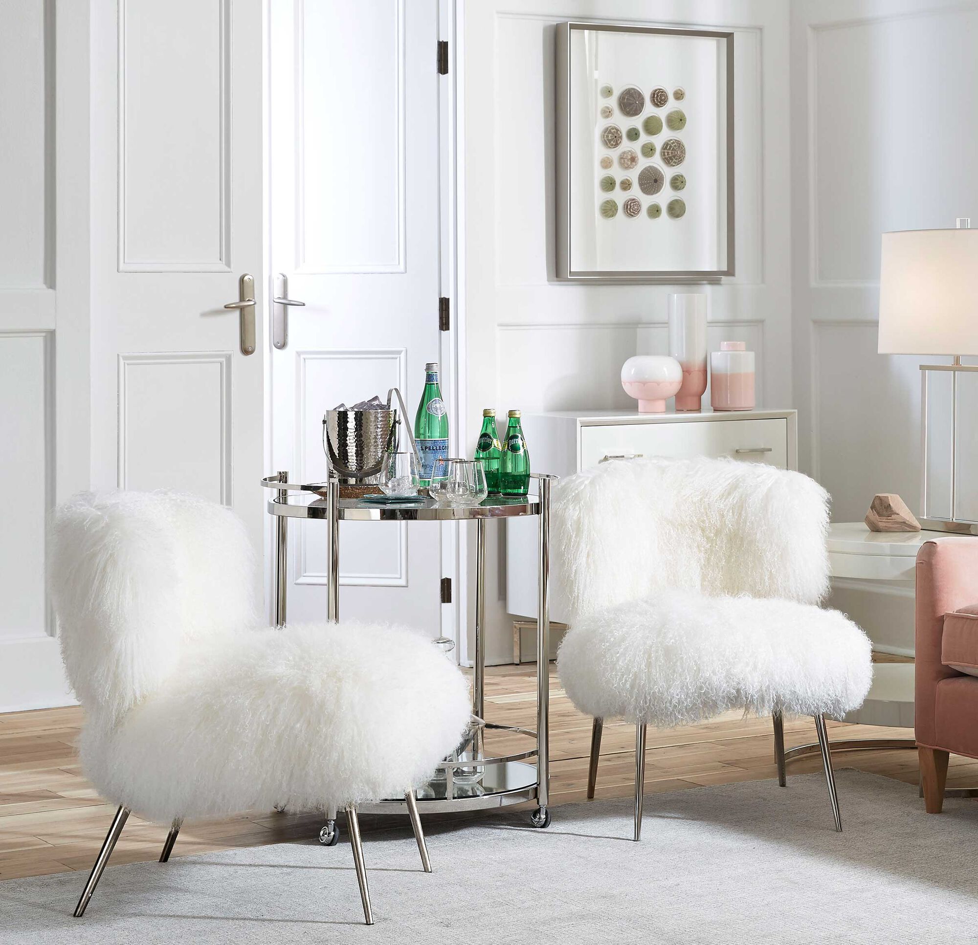 FIFI TIBETAN WOOL CHAIR, TIBETAN FUR - WHITE, hi-res