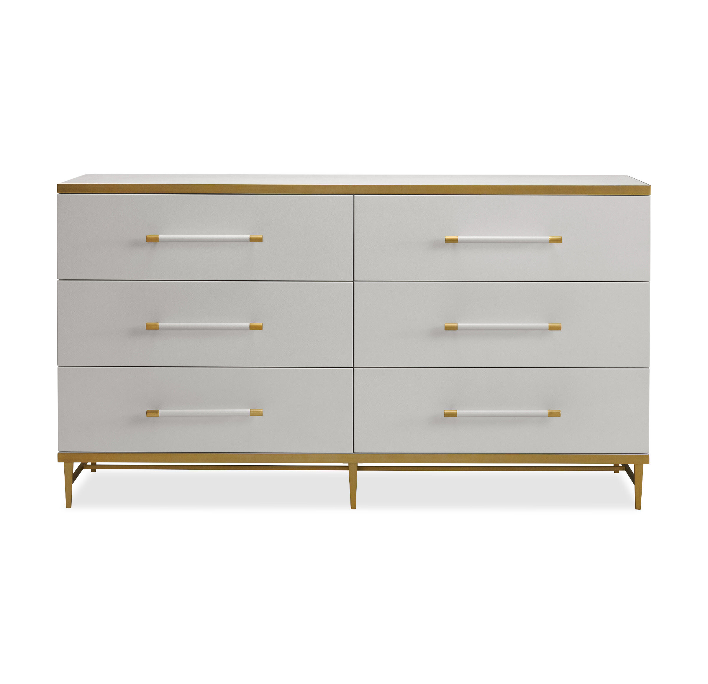 アトリエgg ホワイトレザーリード ゴールド金具付き CELINE 6 DRAWER DRESSER - CREAM | Mitchell Gold + Bob Williams