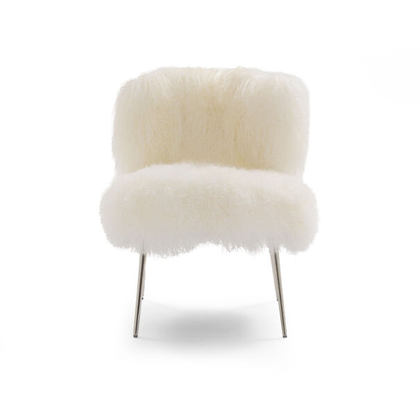 FIFI TIBETAN WOOL CHAIR, TIBETAN FUR - WHITE, hi-res