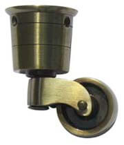 Wheeled Caster in Antique Brass
