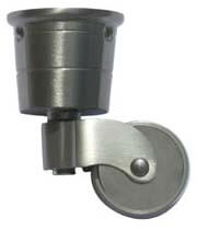Wheeled Caster in Brushed Nickel